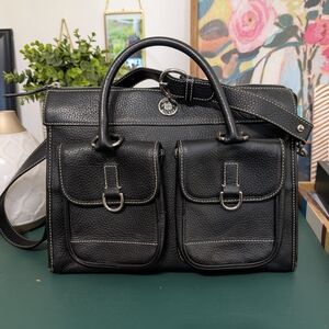 Vintage Dooney & Bourke Black Pebbled Leather Satchel Bag